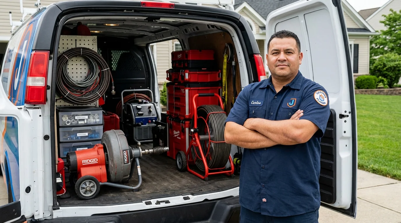 Professional drain cleaning equipment and Johns Plumbing LLC plumber in Dallas Center