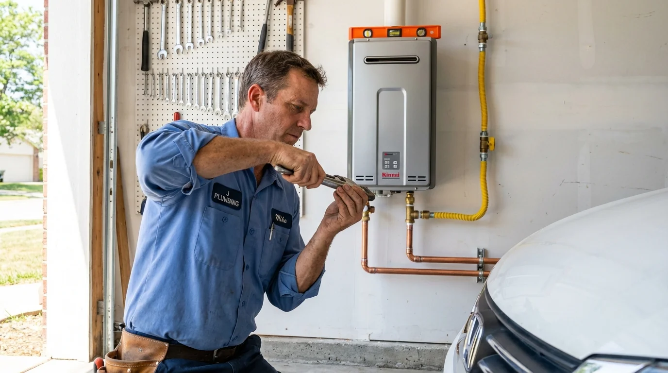 Tankless water heater installation by a Johns Plumbing LLC plumber in Dallas Center